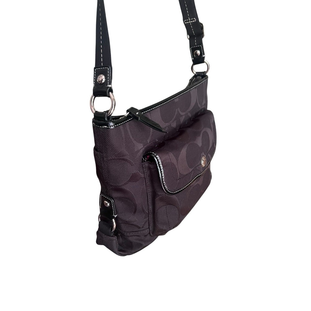 Coach Black Signature Ashley Shoulder Bag Crossbody w/Patent Leather Trim - Picture 3 of 16